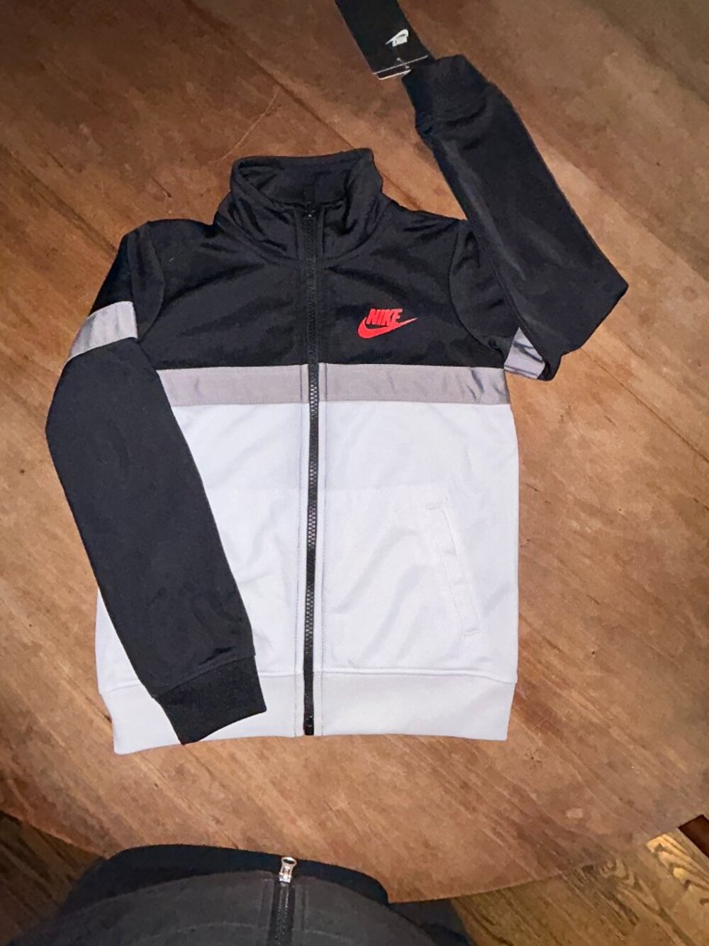Nike Boys Track Jacket Size , Size 5, NWT Black White Grey
